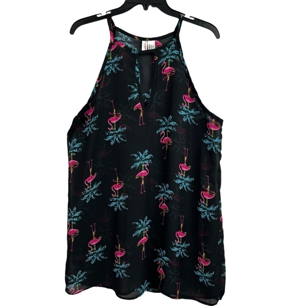 Arizona Jeans Juniors Semi Sheer Swimsuit Cover Up Flamingos Palm Trees Large